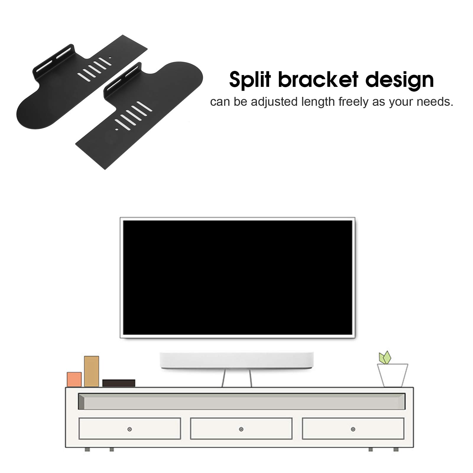 Aramox Soporte Inalámbrico para Altavoz de TV Soporte de Pared de Metal Diseño Dividido Ajustable con Bolsa de Tornillos de Carga Pesada Estable para Altavoz de TV Configuración de Entretenimiento
