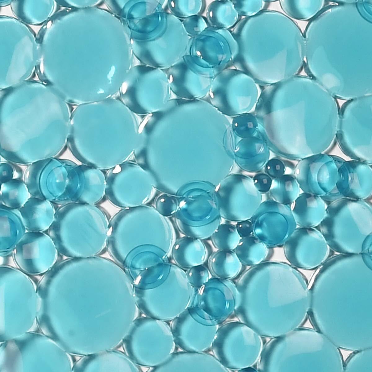 Bubbles Non-Slip Square Shower Mat Clear Aqua Blue 20″L X 20″W