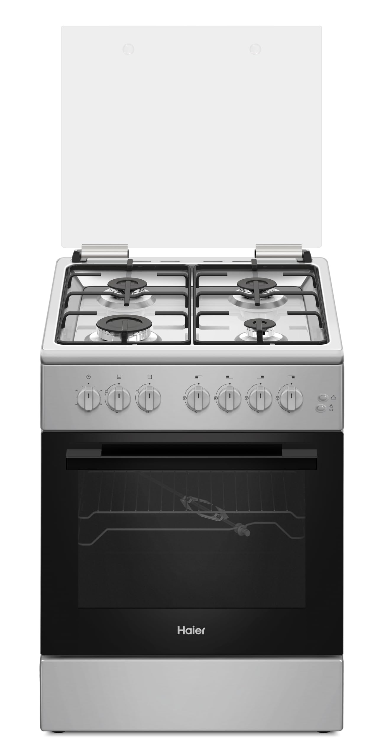 Gas Cooking Range 4 Burners Freestanding Oven Capacity 70L Safe Convenient One-Hand Ignition Precise control Semi cast iron 304 Dual convection fan 60×60cm Color stainless steel Model HCR6060GT2