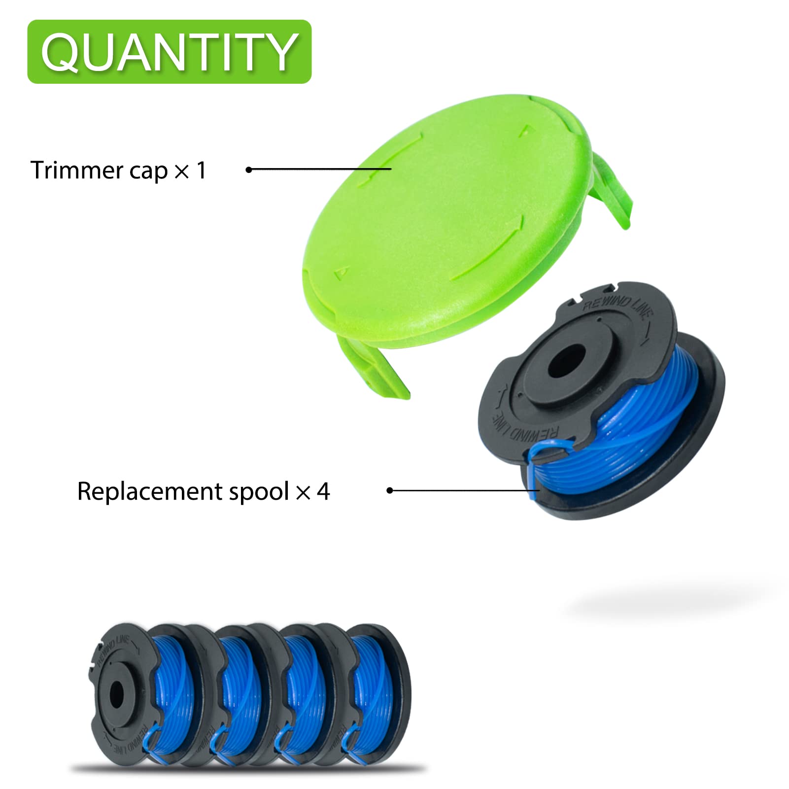 6er Set Rasentrimmer-Ersatzspulen Für Greenworks – Autozuführende Schnur 0,2 Cm, Passend Für 24V/40V/80V Modelle