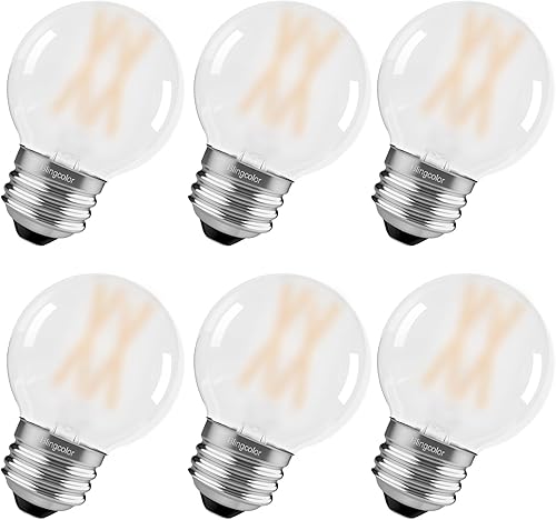 Paquete de 6 bombillas LED G16.5 esmeriladas, bombilla LED E26 equivalente a 60 vatios, 6 W regulables G16 12 LED bombilla Edison 3000K blanco