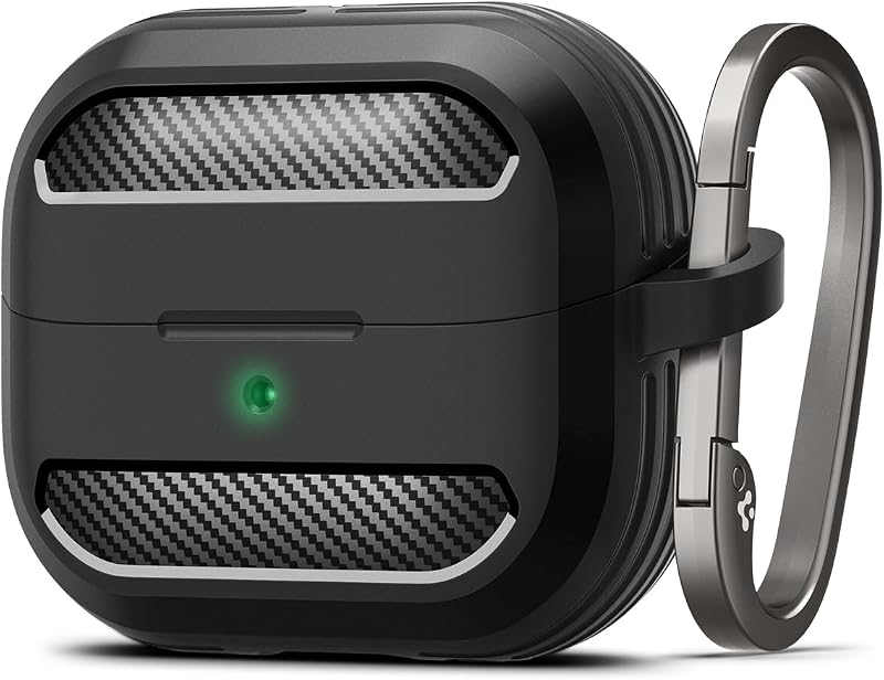 Spigen Rugged Armor Designed for Galaxy Buds3, Buds3 Pro & 3 FE (2025/2024) | TPU & PC Dual Layer, Drop Protection, Included Carabiner - Matte Black