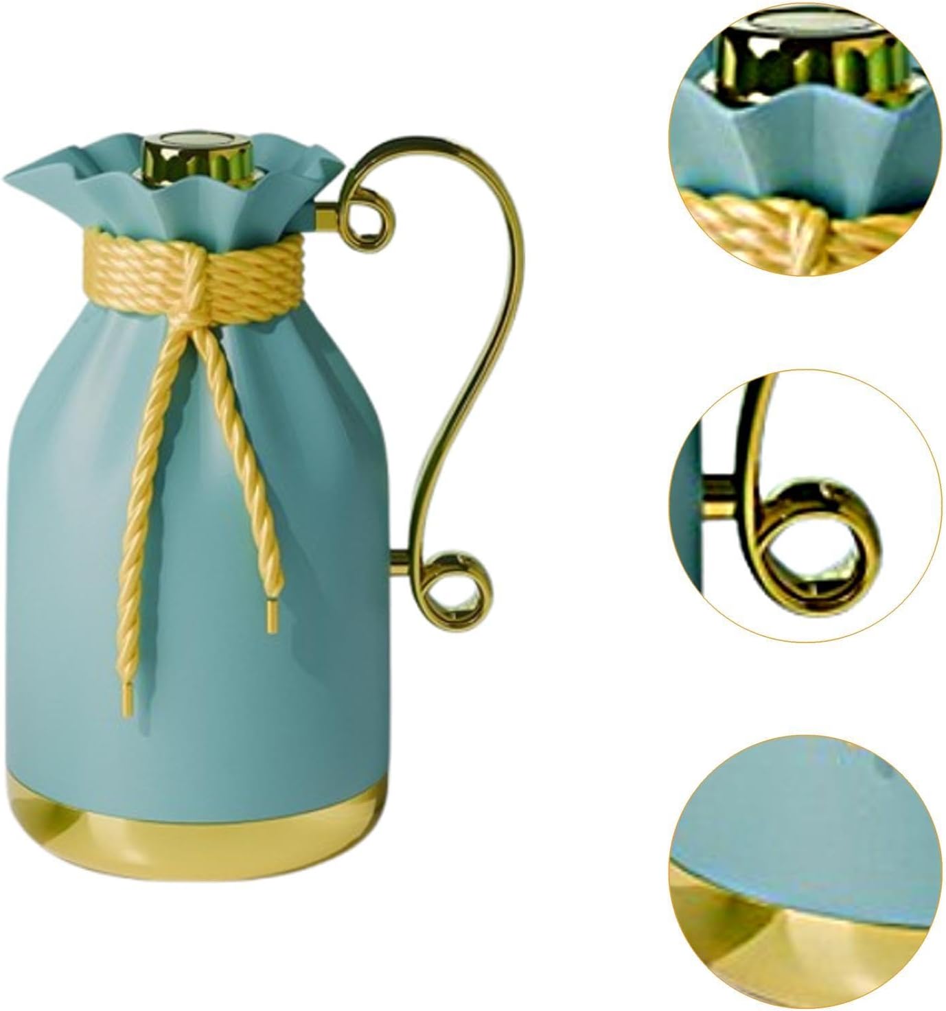 Coffee Carafe Insulated Kettle Portable with Spout Multipurpose Arabian Pot Tea Kettle for Holiday Gatherings Camping Tea, Blue Gold