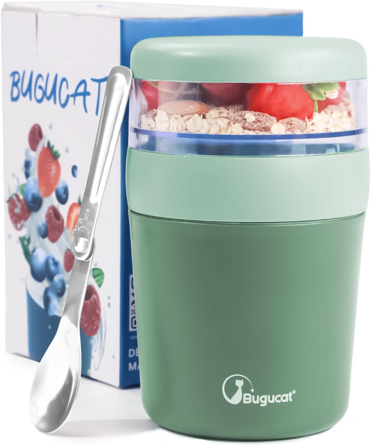 Bugucat Pot à Déjeuner, Bol Céréales à Emporter 500ML+150ML, Bocaux D'avoine de Nuit avec Cuillère, Plastique Porte Boite Yaourt, Antifuite Pot à Yaourt, Muesli a Emporter pour Lait Fruits, Bleu Bugucat Pot à Déjeuner, Bol Céréales à Emporter 500ML+150ML, Bocaux D'avoine de Nuit avec Cuillère, Plastique Porte Boite Yaourt, Antifuite Pot à Yaourt, Muesli a Emporter pour Lait Fruits, Bleu