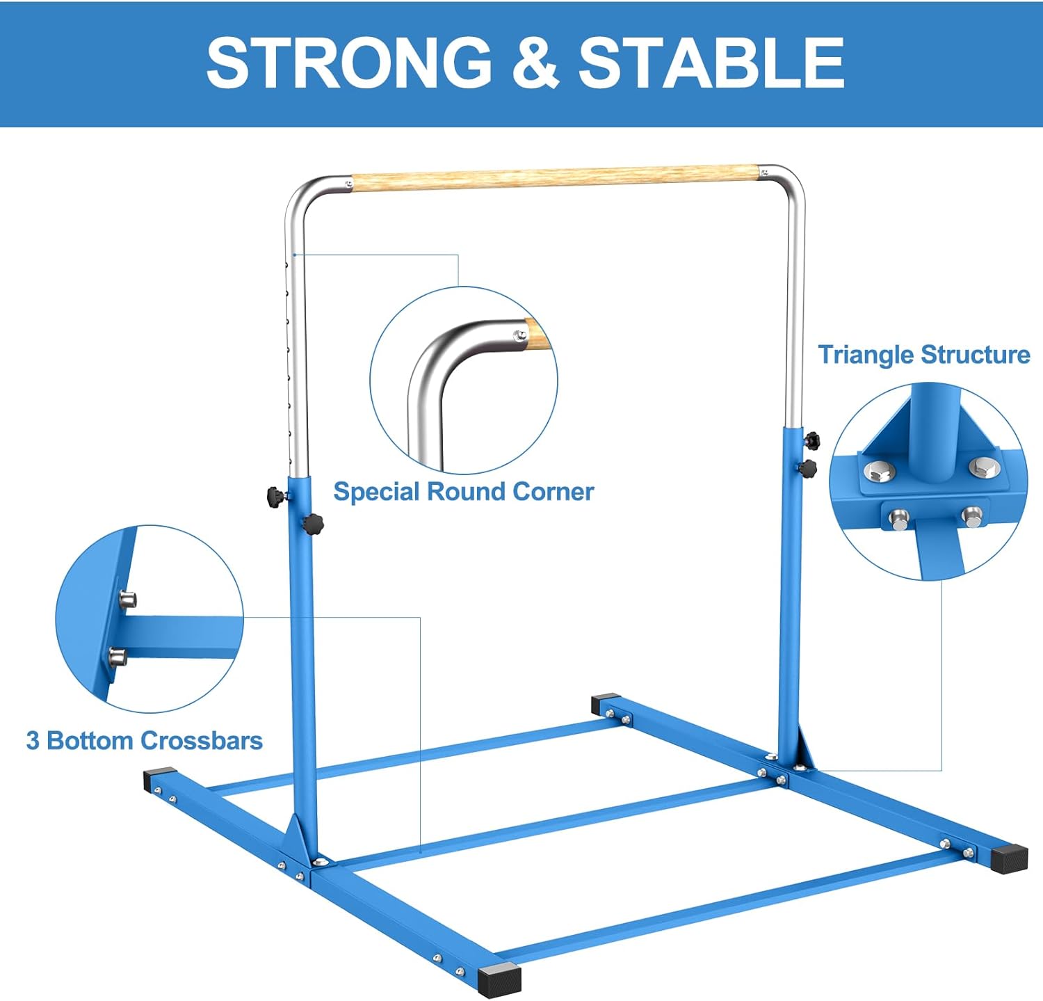 SHIWEI Gymnastics Training Bar- Height Adjustable 3' to 5' Horizontal Kip Bar for Kids