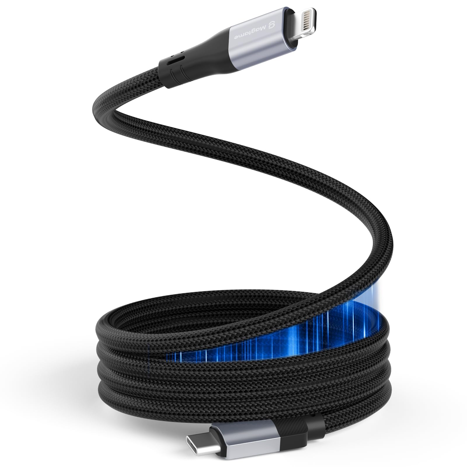 Magtame Magnetisches USB C zu Lightning Kabel, 1,5 M / 5 Fuß MFi zertifiziertes USBC zu Lightning Kabel geflochten, i-Phone Schnellladekabel für i-Phone 14 13 12 11 Pro Max XR XS X 8 Plus SE