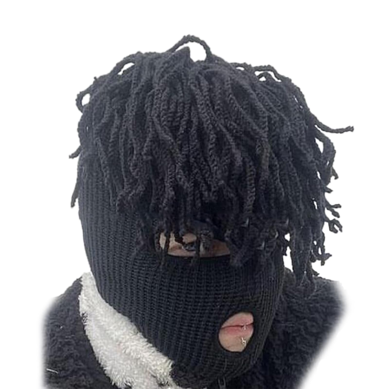 Dsgzkk Devil Horn Knitted Beanies Warm Human Face Ski Mask Windproof Balaclava Full Face Cover Hat for Men Women