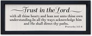 SRSZHIYUE Trust in the Lord with All Thine Heart Sign 16"X6" Proverbs 3:5-6 Framed Christian Wall Art Wood Scripture Bible Verse Decor (Black)