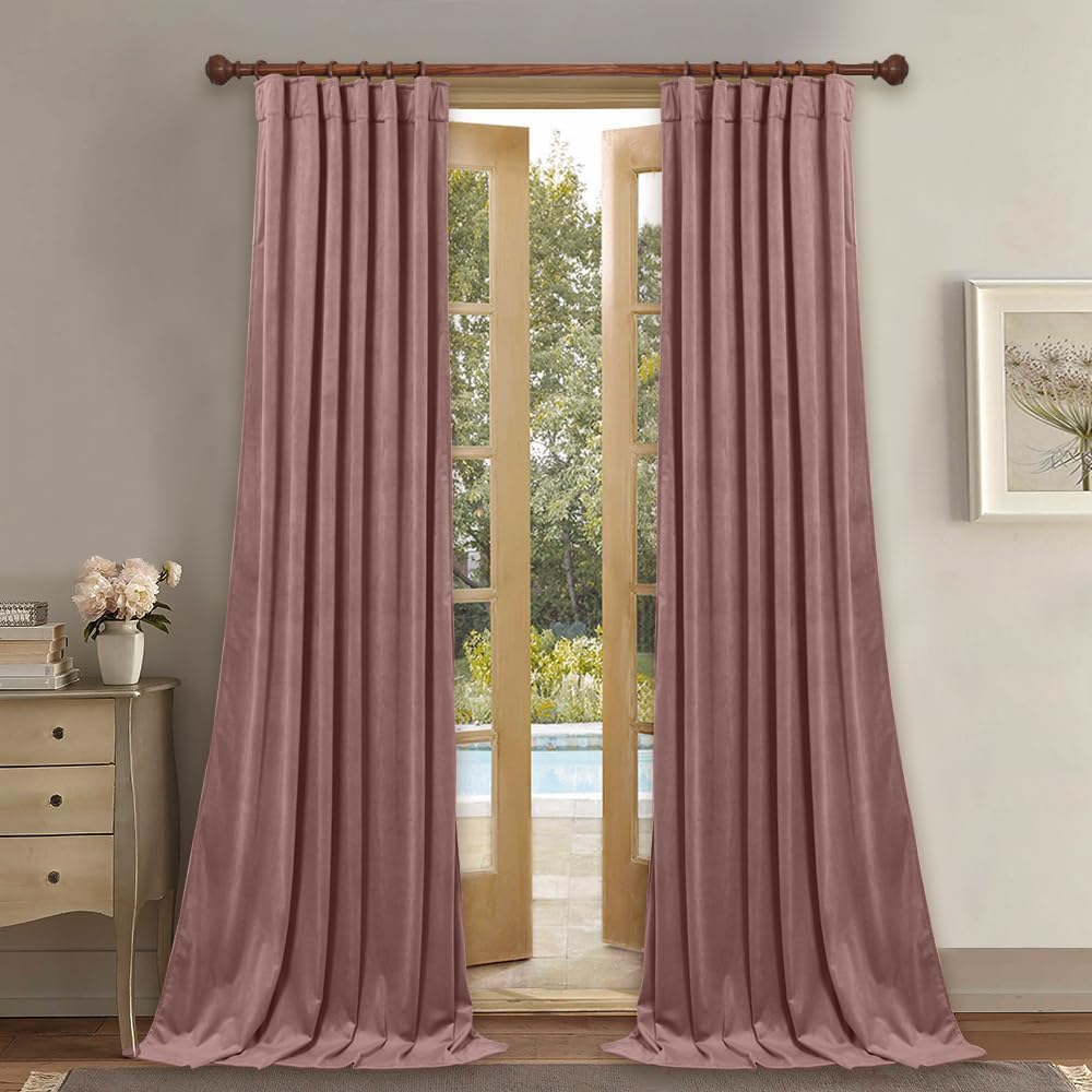 StangH Wild Rose Pink Curtains 94 inches Long Nursery Kids Thermal Insulated Bedroom Window Drapes, Elegant Home Decor for Store/Party/Office, W52 x L94, 2 Panels