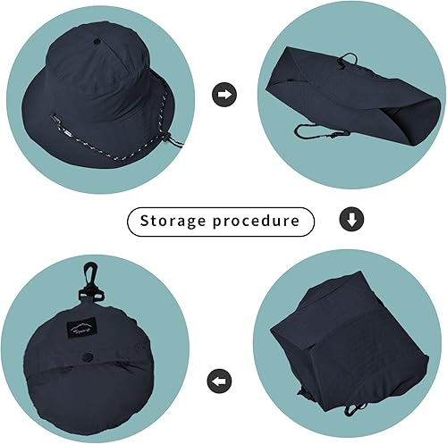 Miniatura 5 de Sombrero de pescador para hombres y mujeres, sombrero de protección solar UV al aire libre con ala ancha impermeable sombrero de pesca para playa,