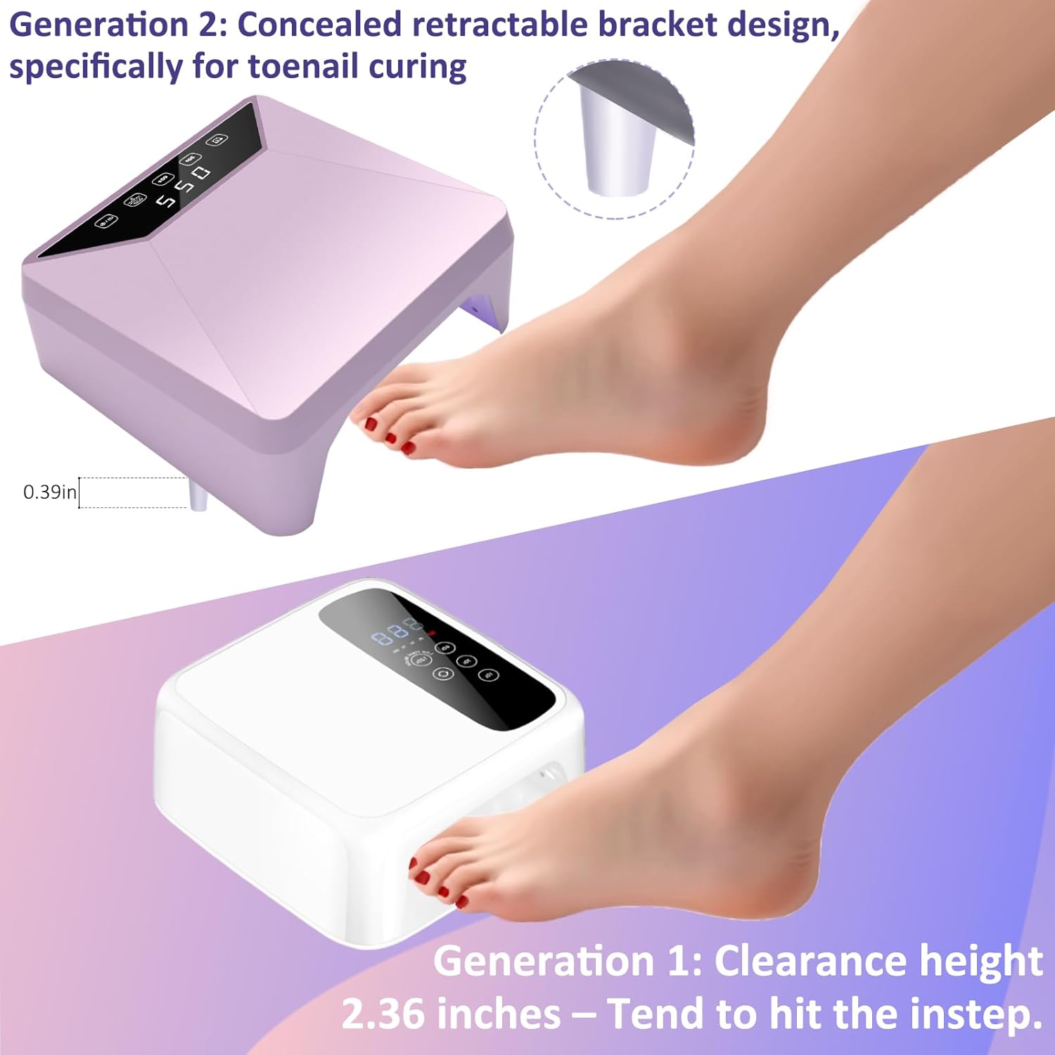 78W UV LED Nail Lamp with Adjustable Telescopic Stand, Corded Nail Dryer for Gel Nails, 39 LEDs, 30/60/99/180s Timers, Removable Base for Home & Salon