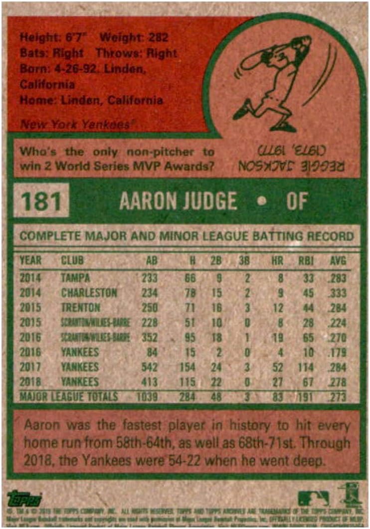 2019 Topps Archives #181 Aaron Judge New York Yankees Baseball Card