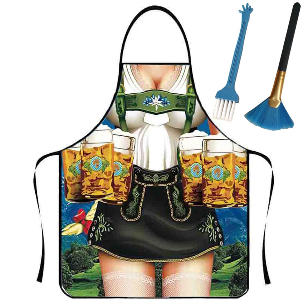 Anzhee Funny Sexy Oktoberfest Apron for Men Kitchen Chef Aprons Christmas BBQ Apron for Barbecue Party Beer Festival Joke Present Novelty Gifts for Women Men