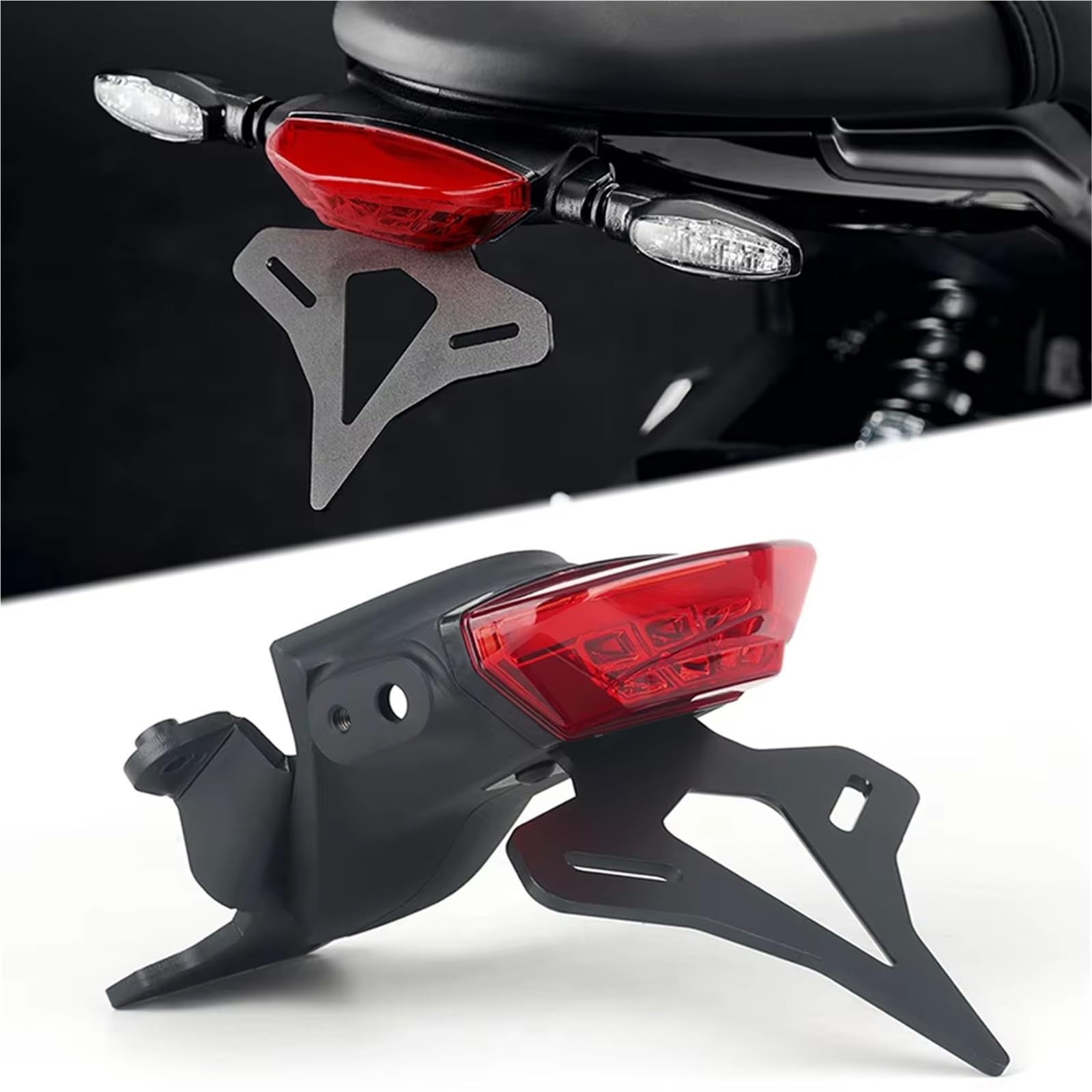 para Trident 660 2021-UP Carcasa Cadena Motocicleta Cola Corta Trasera Soporte Matrícula Contrapunto Luz LED Soporte Matrícula Motocicleta(1 Set - Transparent)