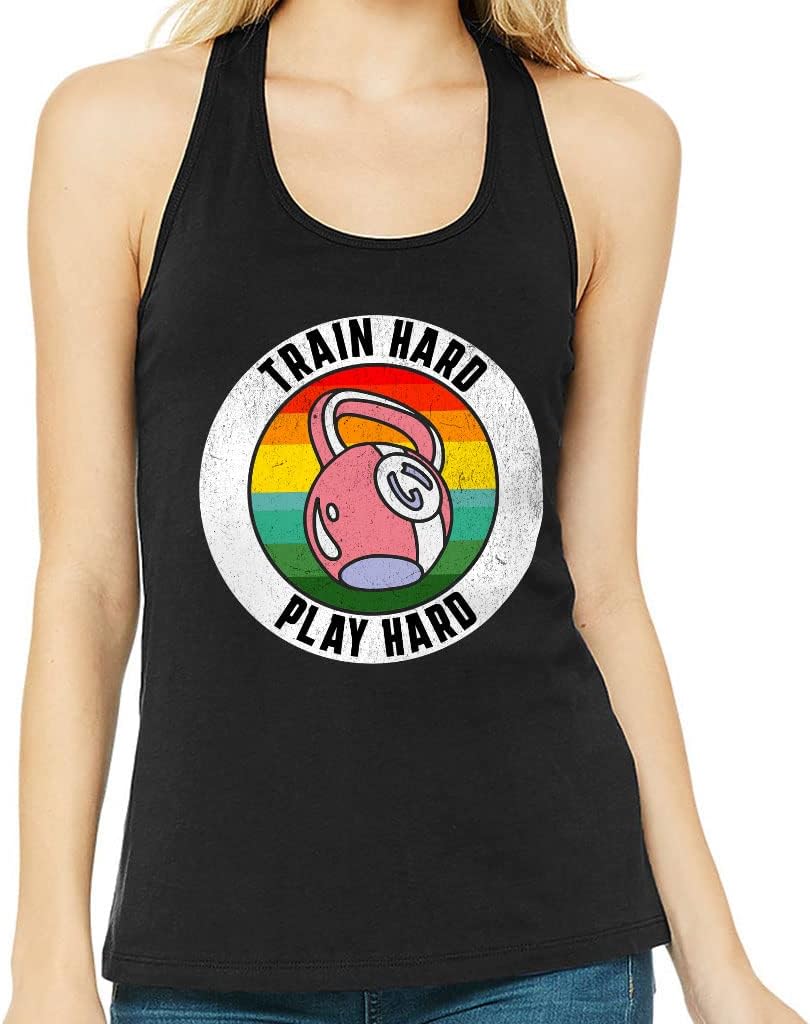 Train Hard Women's Racerback Tank - Cool Tank Top - Retro Workout Tank