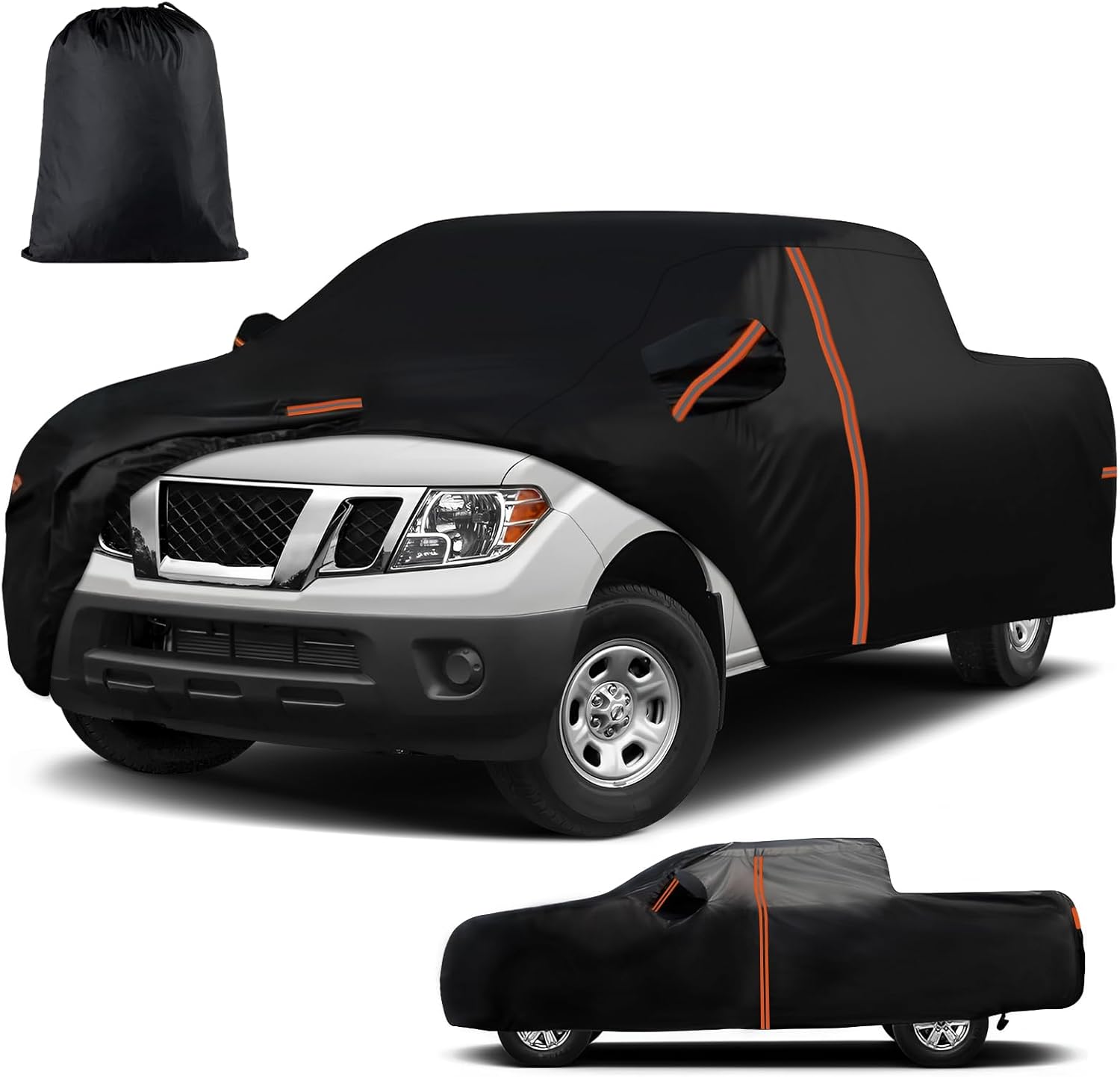 Waterproof Truck Cover Custom Fit for 2004-2021 Nissan Frontier Crew Cab 5" & King Cab 6.1", All Weather Full Outdoor Pickup Cover, Sun UV Windproof Dust Protect Car Cover