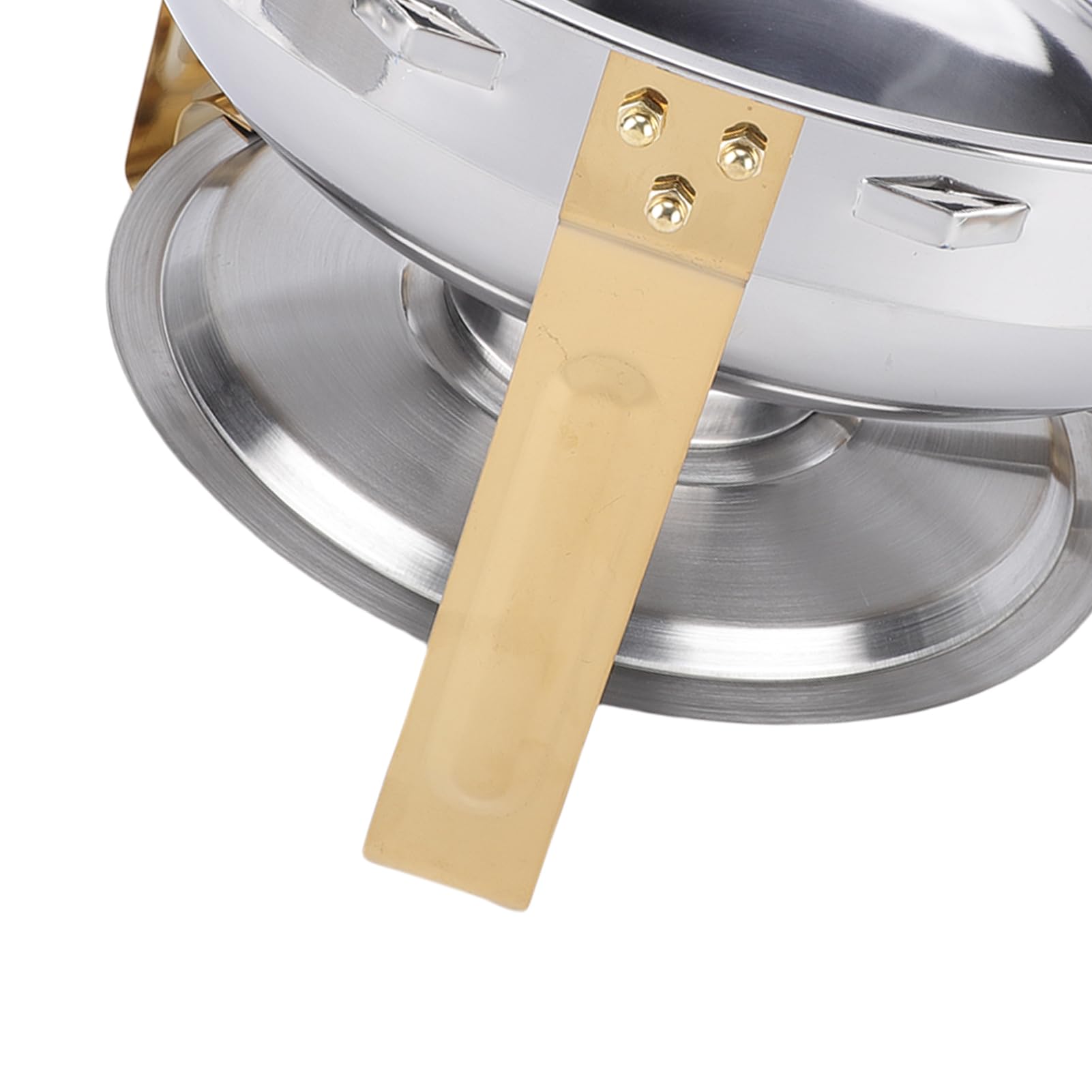 Plato de Frotamiento para Buffet, Calentador de Buffet Redondo de Acero Inoxidable Dorado de 4,5 L, con Tapa para Soporte de y Bandeja Profunda para Alimentos, para Restaurante, Hogar, Hotel,