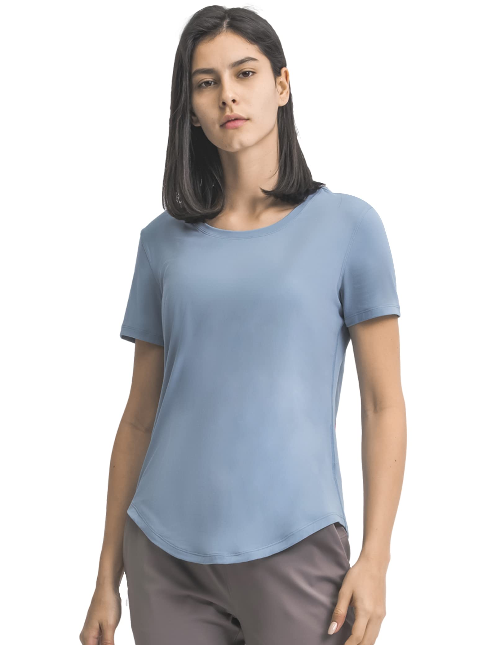 Damen Funktionsshirt Kurzarm, Schnelltrocknendes Sport T-Shirt Leichtes Laufshirt Rundhals Trainingsshirt Oberteile Shortsleeve für Laufen Fitness, 3er Pack, 3 ad, XS