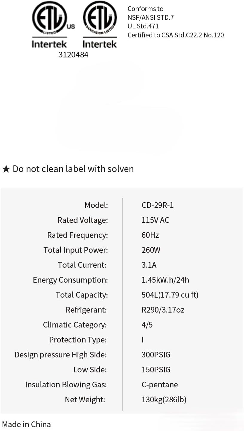 Commercial Reach-in Merchandiser Refrigerator, ETL Restaurant Upright under counter Stainless Steel Display Fridge Cooler, Fan Cooling Single Door 27" W 17.2 cu. ft. 33℉~40℉ 06881