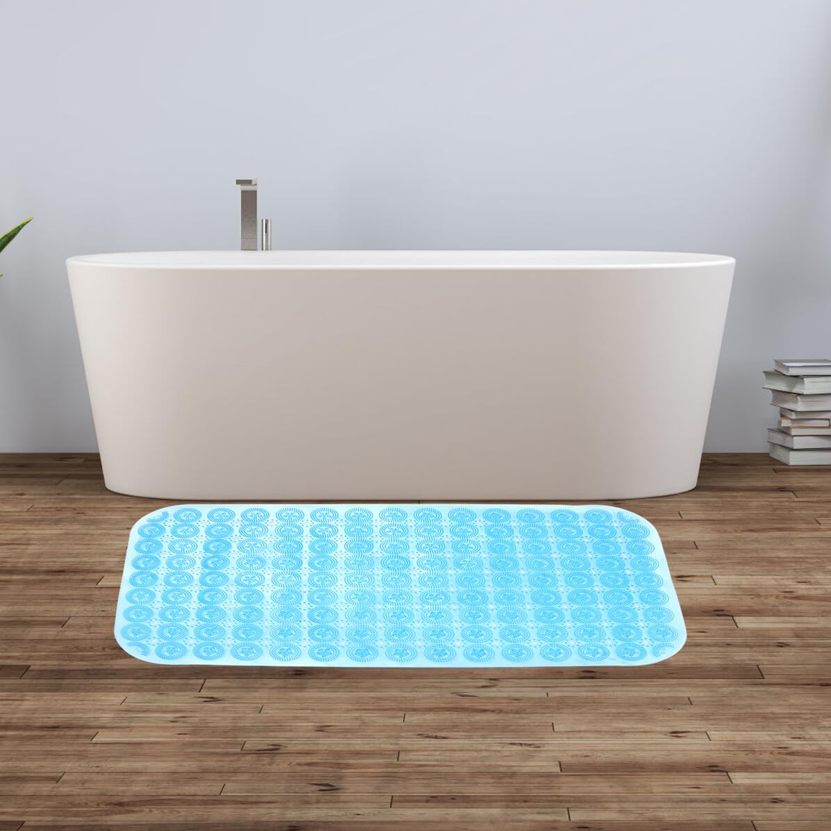 Alfombra de Bañera Antideslizante de PVC Azul con Ventosas | Acabado Texturizado, Superficie con Agarre, Diseño para Ducha y Bañera
