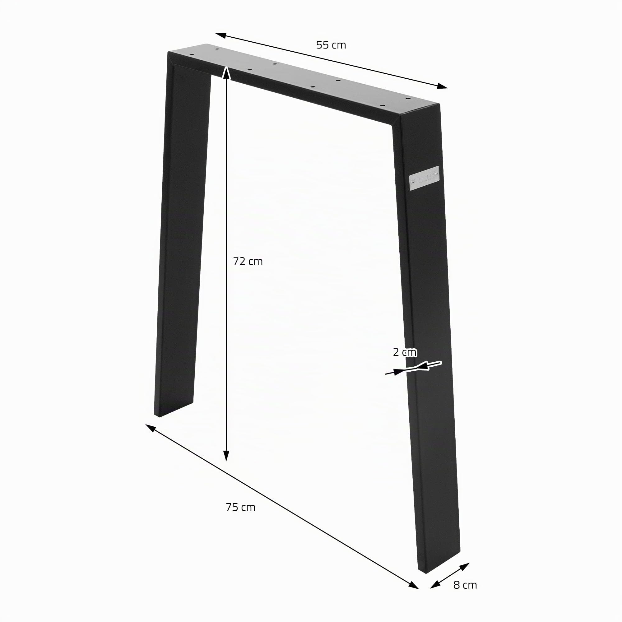 ML-Design 2X Patas de Mesa Loft 75 x 72 cm Soporte Negro Mate de Acero Inoxidable Bastidor para Mesa de Centro Base de Tablero Sostén para Esctritorio Pie Armazón Velador Marco Diseño Industrial
