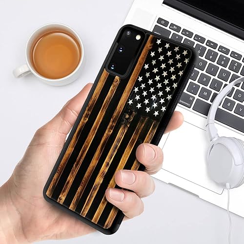 Miniatura 5 de DJSOK Funda compatible con Samsung Galaxy S20 Plus, diseño clásico de patrón de bandera antigua de grano de madera para hombres, niños y niñas,