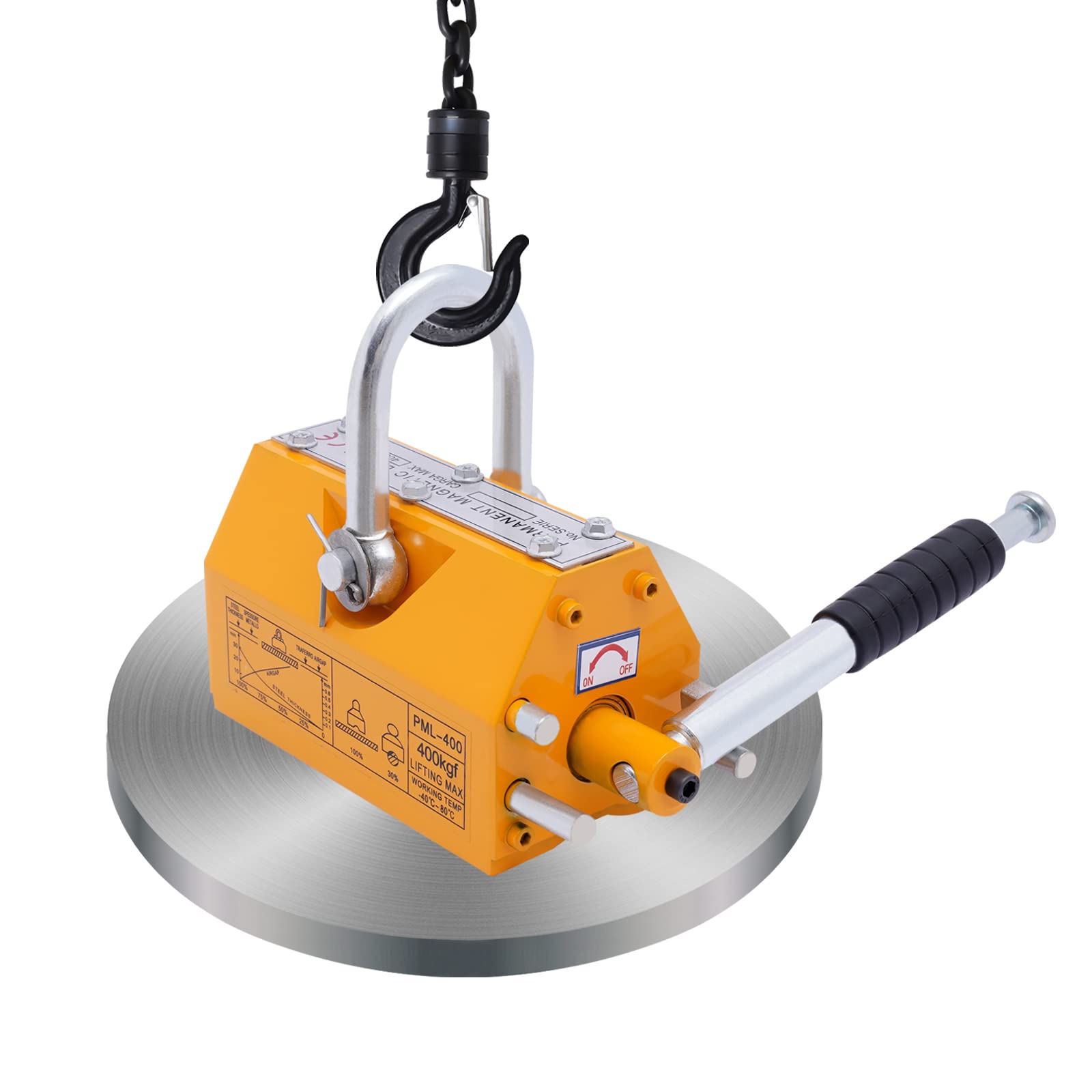 Permanent Magnetic Lifter, U-Slot Lifting Magnet with Handle, Magnetic Lifter for Steel Plate and Board Lifting, 880LBS Lifting Capacity