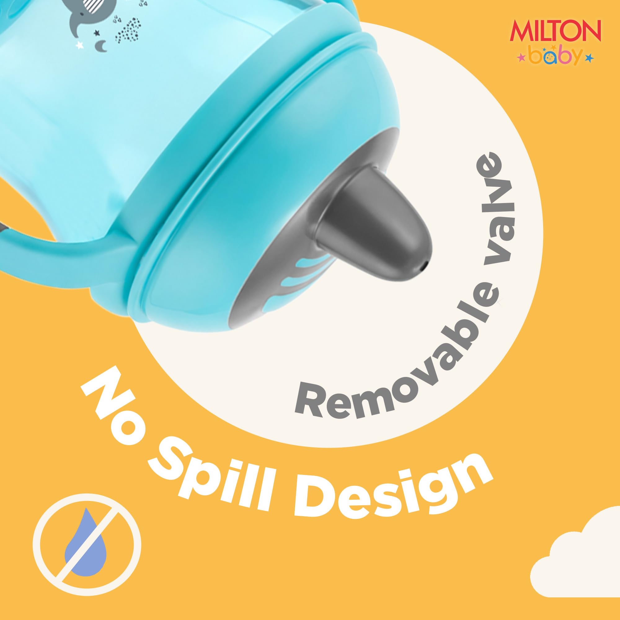 Milton Baby Hard Spout Bottle | No-Spill Design | Kid Controlled Flow | BPA-Free, Food-Grade | Removable Handles | Sterilizer Safe I Sipper Water Bottle for Kids 12+Month I 150 ml I Blue