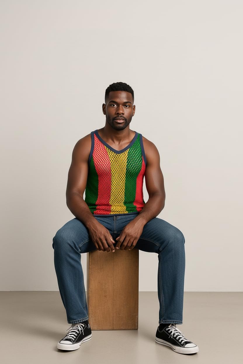 Tank Tops Men & Black, White, Rasta String Vests Cotton. Workout Tank Tops Women
