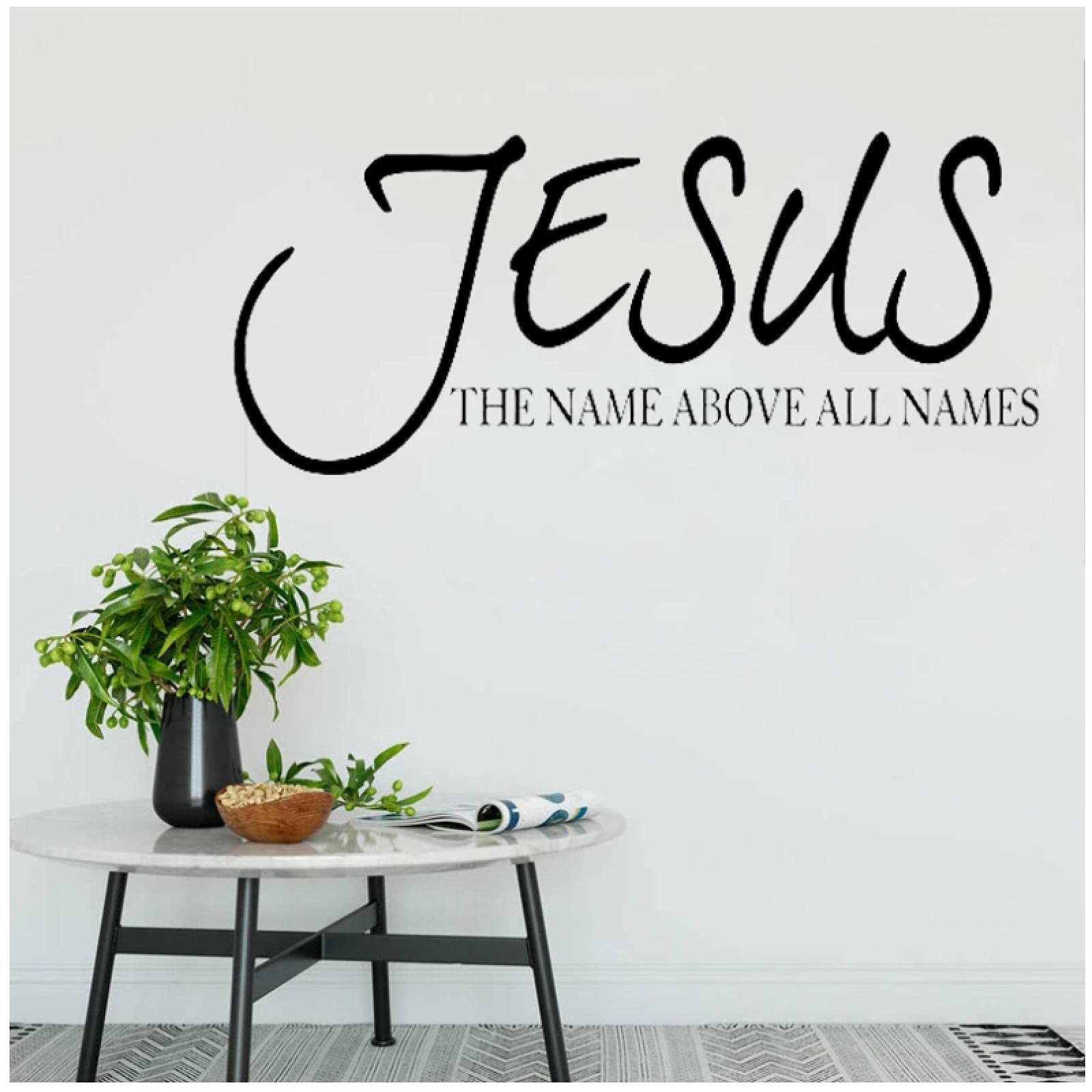 WYLYSD Christian Wall Sticker Quote Jesus Name Above All Names Decal Bible Verse Stickers Religious Pray Home Decor Art Mural 35X100Cm