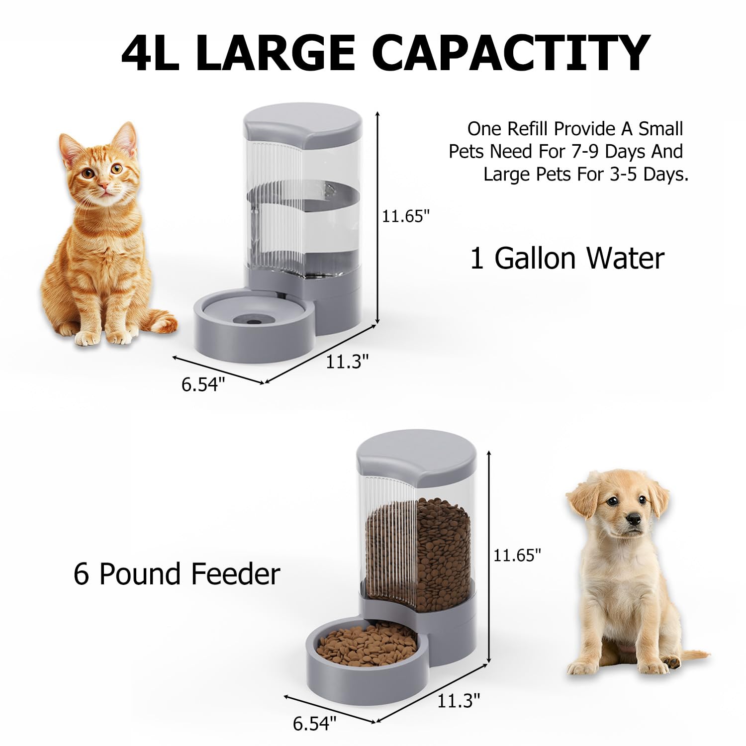 Pet Feeder and Water Dispenser Automatic for Dogs Cats,Waterer and Gravity Food Feeder for Small & Medium Dogs Cats Puppies,6-Pound Food,1-Gallon Water, Easily Clean (Green) - image 3