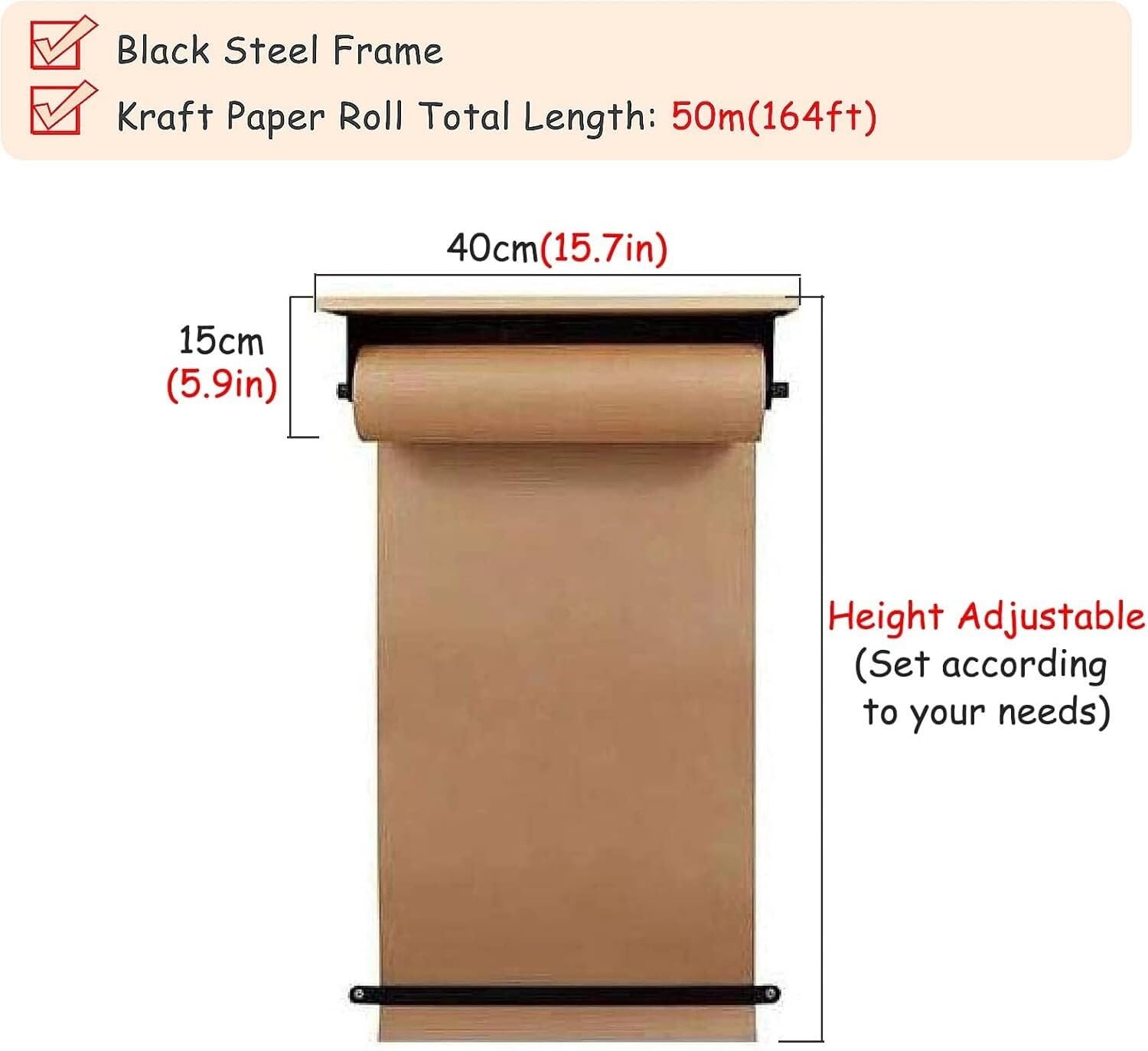 Distributeur de rouleaux de papier kraft avec cutter, design mural avec étagère de rangement pour bureau et café pratique