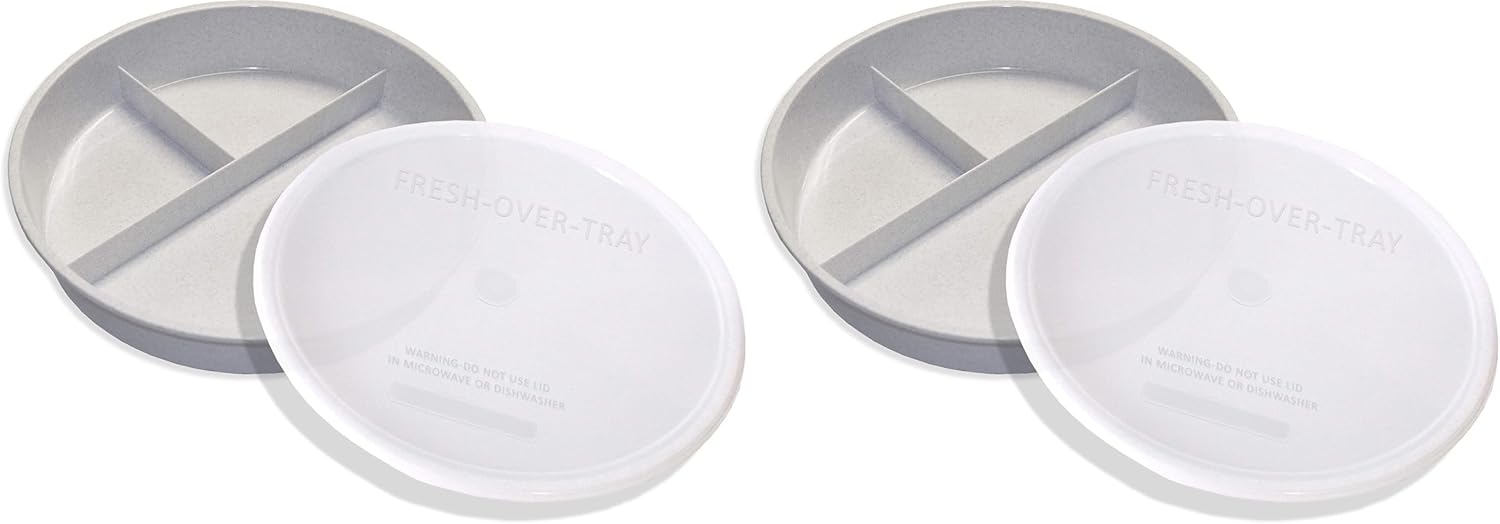Rehabilitation Advantage High Sided Partitioned Dish with Lid, Gray (Pack of 4)