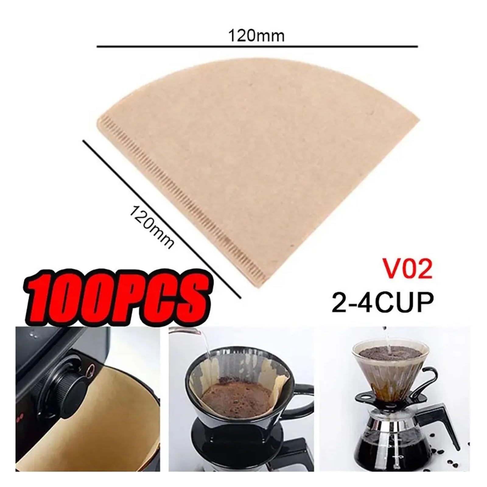 40/100 Stück Filterpapier For Handgebrühten Kaffee, Ein For Alle Mal(100Pcs V02)
