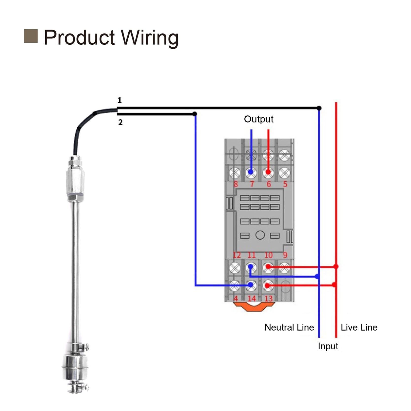 Controlador de líquido del Sensor de nivel de agua del interruptor de flotador ajustable de acero inoxidable 304(Single-ball-400mm)