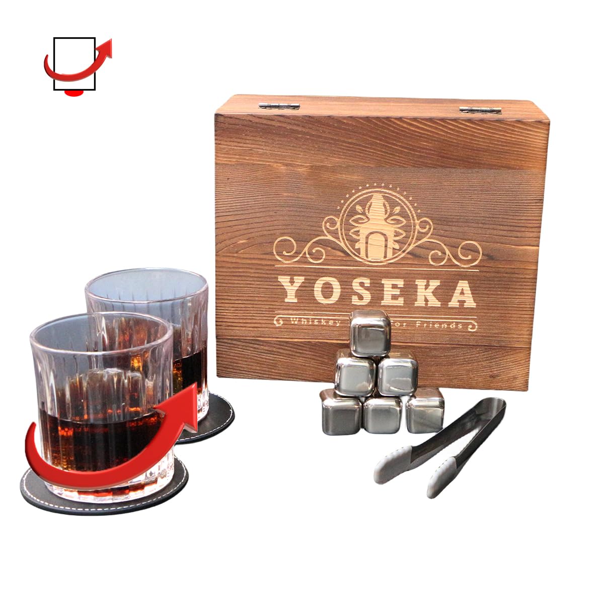 Yoseka 【Spin to Mix Beverages】Whiskey Glass, Rock Gift for Men, Birthday, Father's Day, Retirement Celebration, Popular, Wedding Anniversary, 60th Birthday, Spin Glass, Spinning Glass, Whiskey Glass :