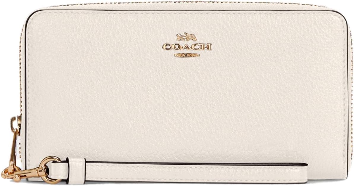 Coach Women's Long Zip Around Wallet in Pebbled Leather (Chalk