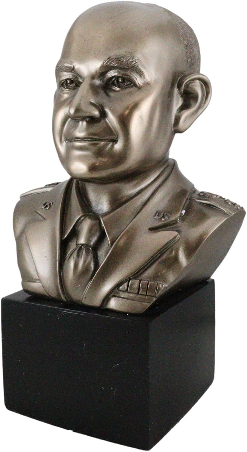 Ebros Gift Realistic Replica Historical Sculpture of 34th USA President Dwight Eisenhower Portrait 3D Bust Figurine in Museum Gallery Quality Finish for Republican Party Educational Library Accent