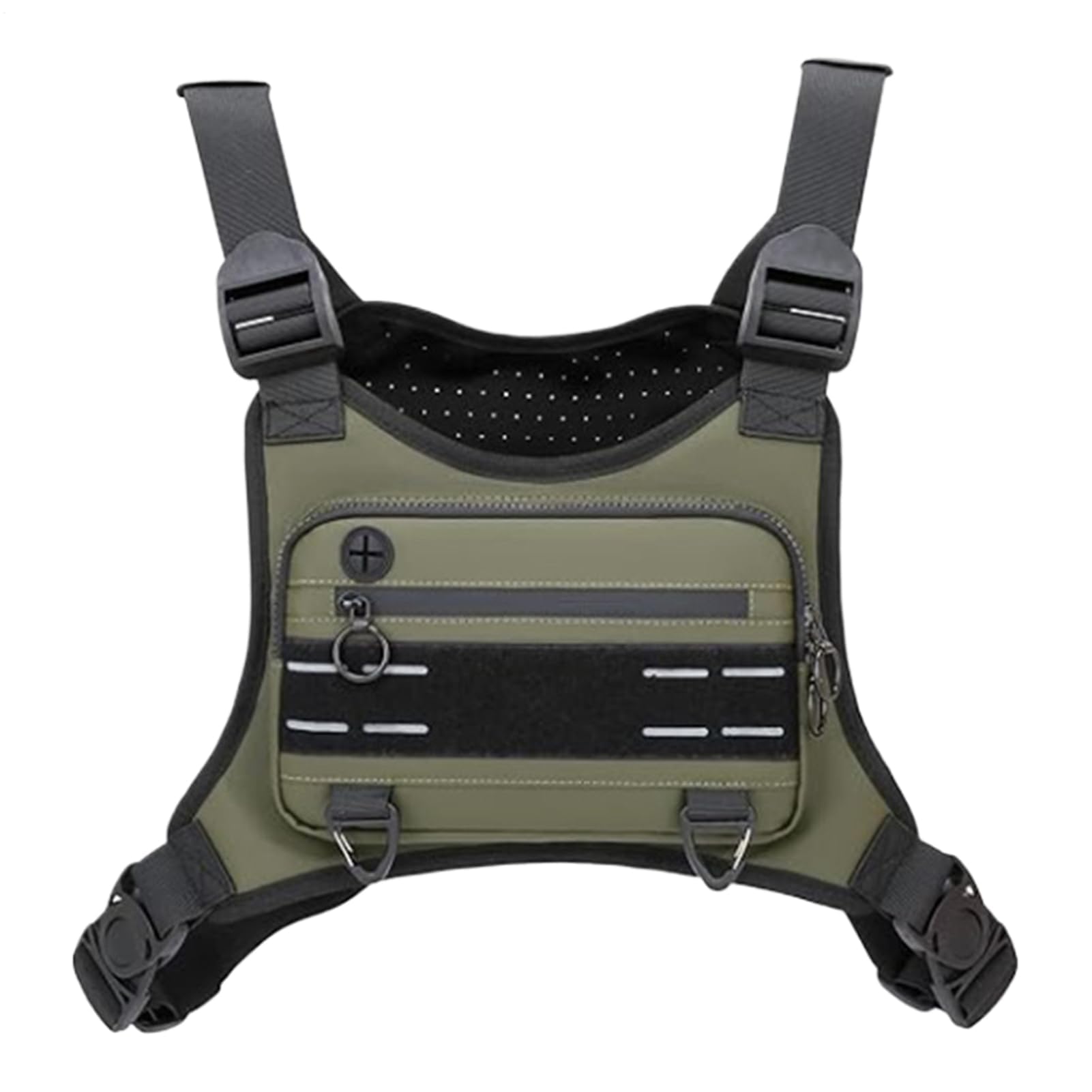 Mochila de pecho para correr, bolsa deportiva ajustable para soporte de teléfono, senderismo, correr, ciclismo y entrenamientos, bolsa de chaleco de viaje unisex para corredores y cazadores, verde