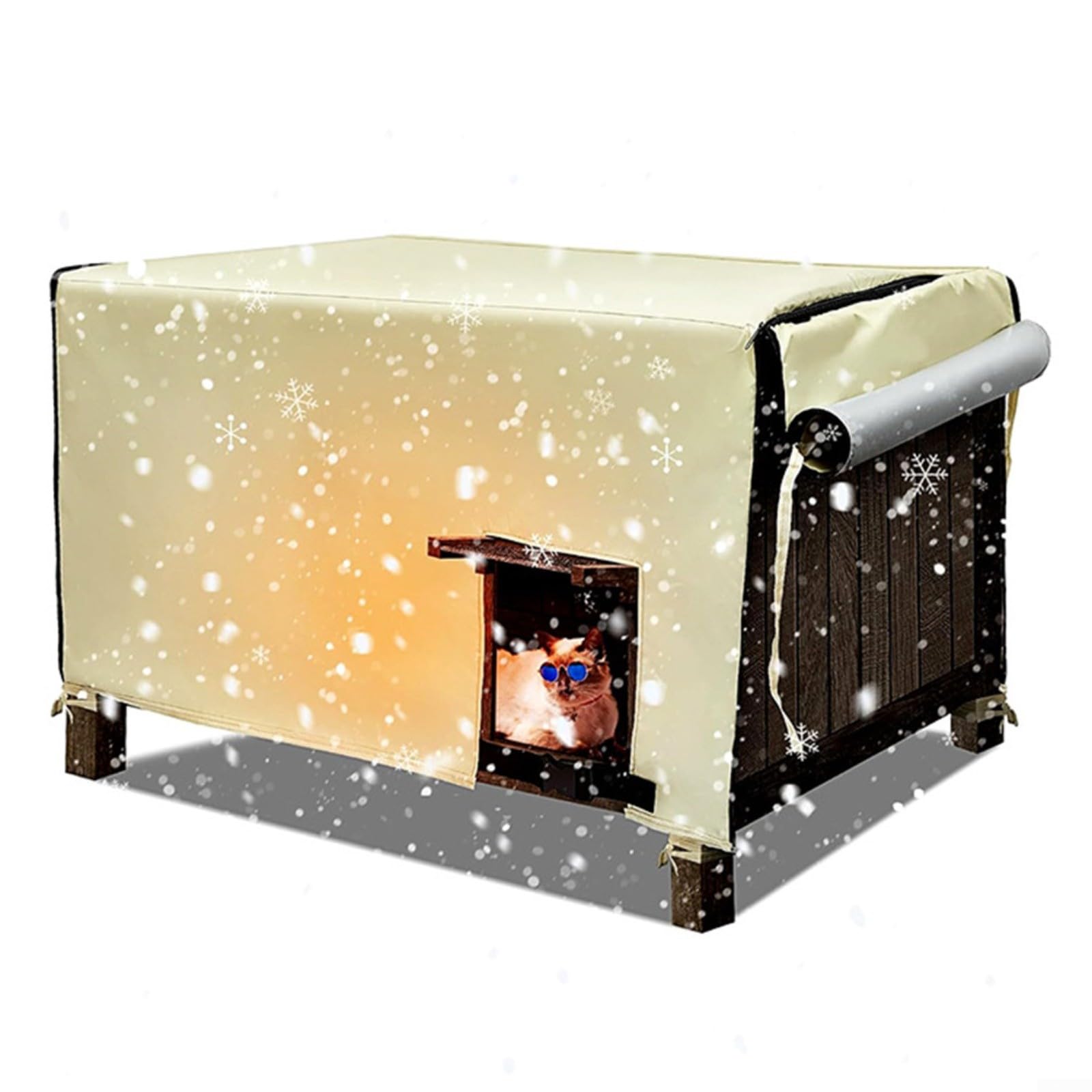 Housse de cage enroulable kaki 89 cm avec protection vent intérieur