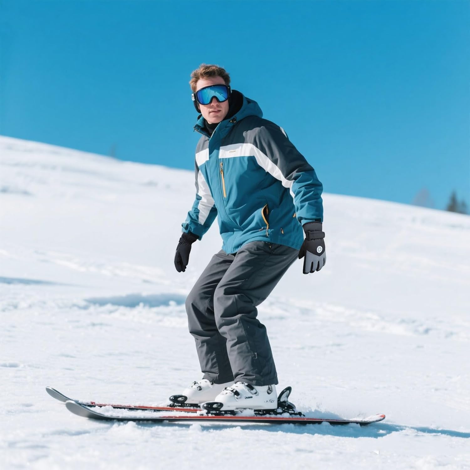 FuninCrea Warm Ski Gloves Men, Windproof Touchscreen Winter Gloves Men Thermal Snow Gloves for Skiing Snowboarding Cycling - Image 8