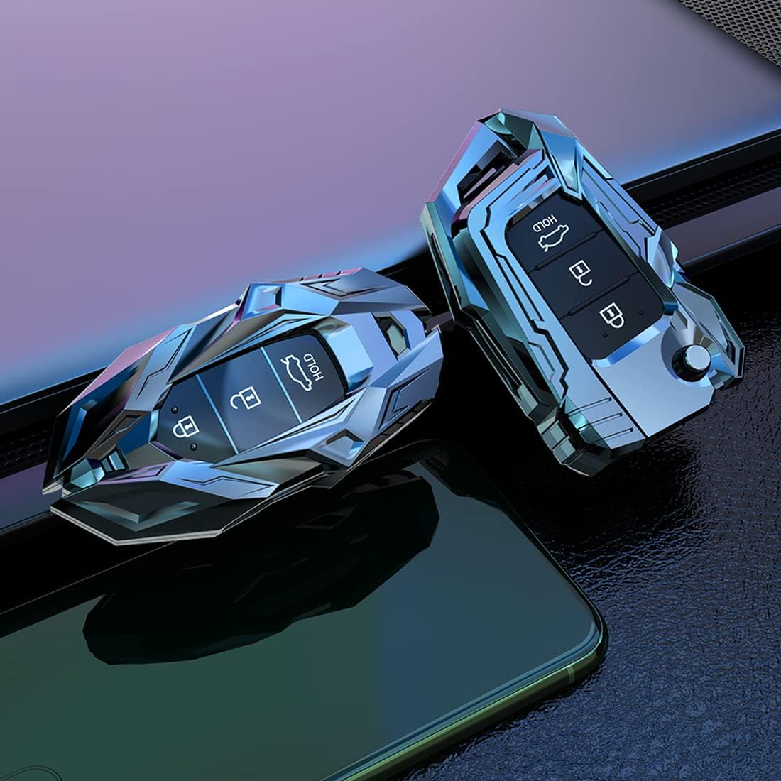 Zinc Alloy Metal Key Fob Case Cover Fit for Hyundai Elantra Ioniq Sonata Tucson Elantra GT Smart 3 4 Buttons