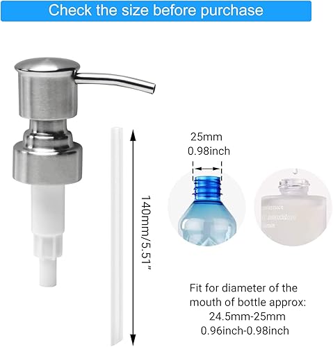 Miniatura 3 de MroMax Dispensador de jabón y loción de acero inoxidable 304 para 28400 frascos, cabezal de bomba de loción de tornillo de baño, plateado, 1 unidad