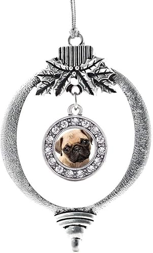 Miniatura 145 de Inspired Silver - My Vintage Initials - Adorno con dije de letra V - Adornos navideños de círculo plateado con joyas de circonita cúbica