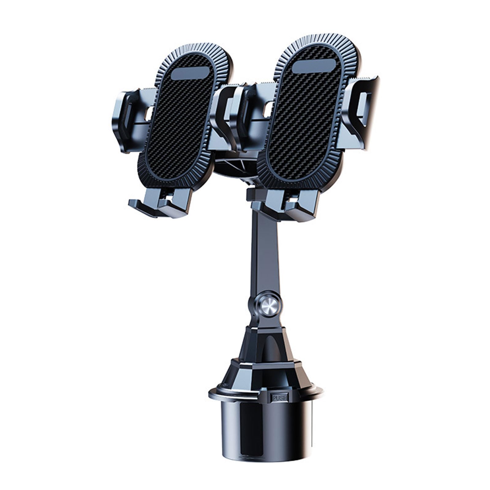 Supporto per cellulare da auto, 2 in 1, regolabile, con rotazione a 360°, base telescopica per due smartphone, universale per la maggior parte dei veicoli
