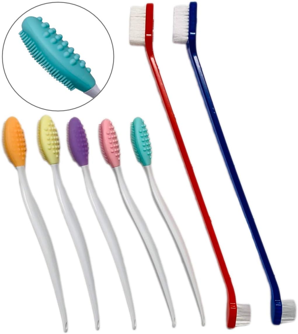 Otterly Pets 7-Piece Dog Toothbrush Set for Sensitive Teeth – 5 Double-Sided Silicone Brushes & 2 Soft Bristled Brushes for Gentle, Effective Cleaning