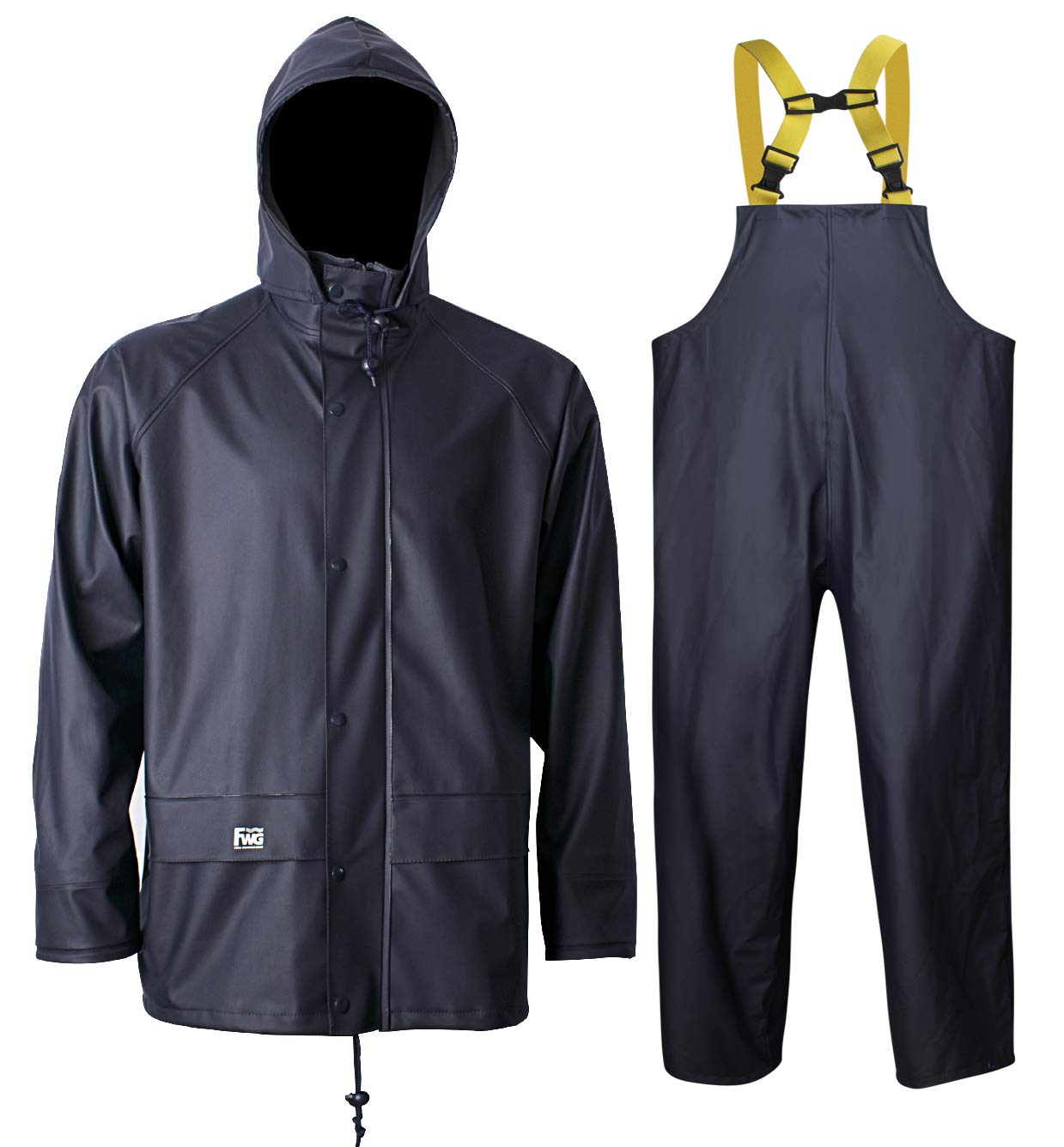 Men's Workwear PRO Rain Suit - Waterproof Jacket and Bib Pants 3-piece Set for Ultimate Safety and Comfort