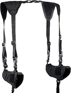 Leather Shoulder Holster for Men Vertical Gun Holster for Concealed Carry Adjustable Leather Holster with Mag Holder Fits 1911, Glock 17/19, Taurus G2C/G3C, M&P 9, Sig P220/P226 and Most Pistols