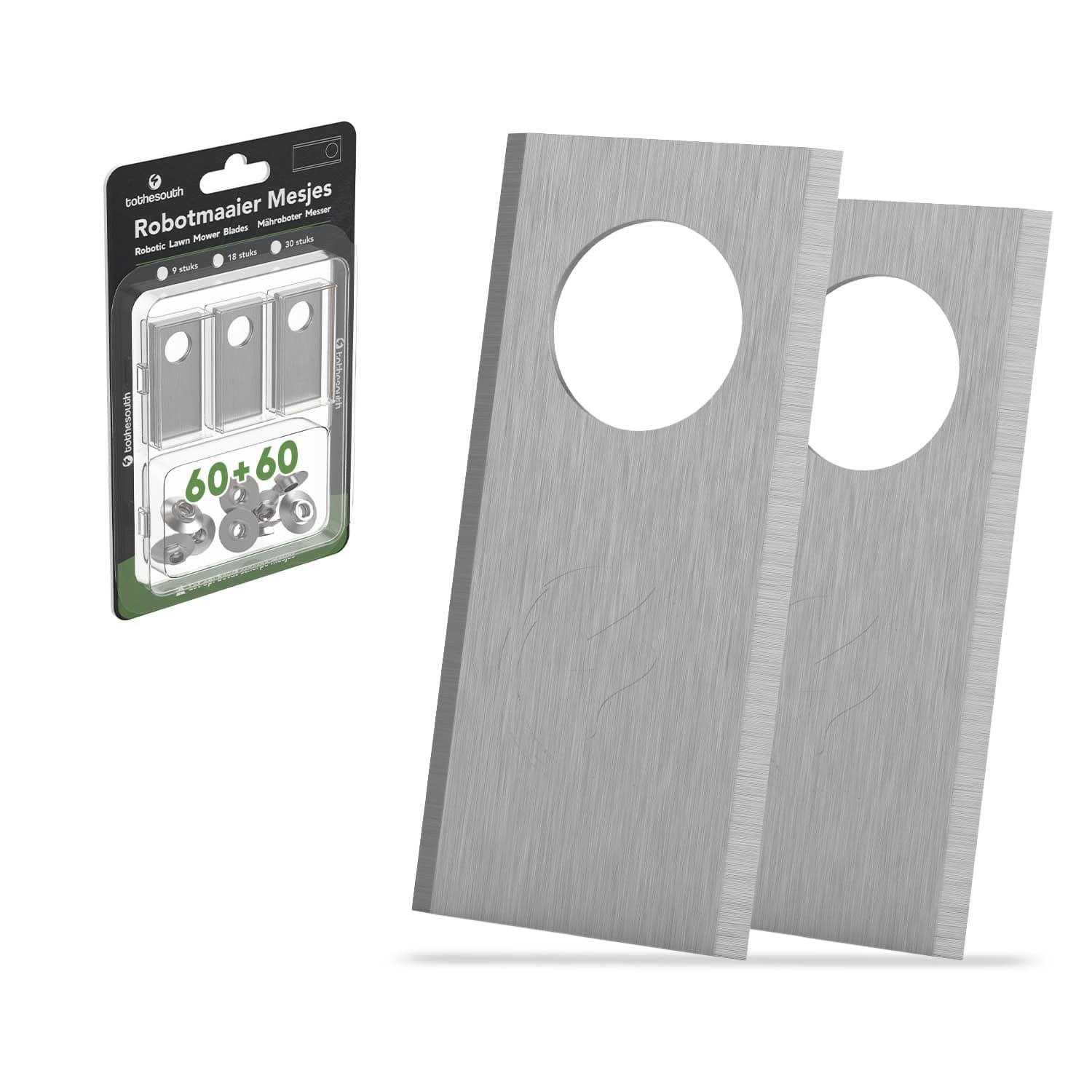 60x To the South® lame per tagliaerba robotizzate universali adatte per Honda Miimo HRM 310, 520 e 3000 acciaio - 60 pezzi