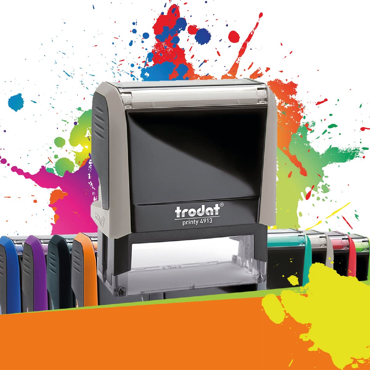 Trodat Printy 4913 - Professional Self-Inking Stamp with 5 Customizable Lines – Text Plate 58 x 22 mm Included (Pastel Blue)